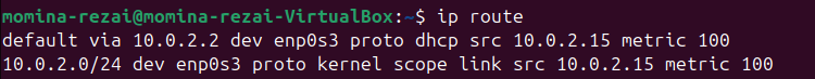 Output of ip route command